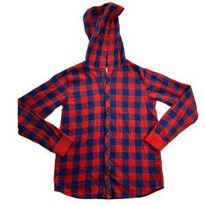 Hanna Anderson ~Boys Flannel Plaid Long Sleeve Button-Up Shirt Size 150 US 12